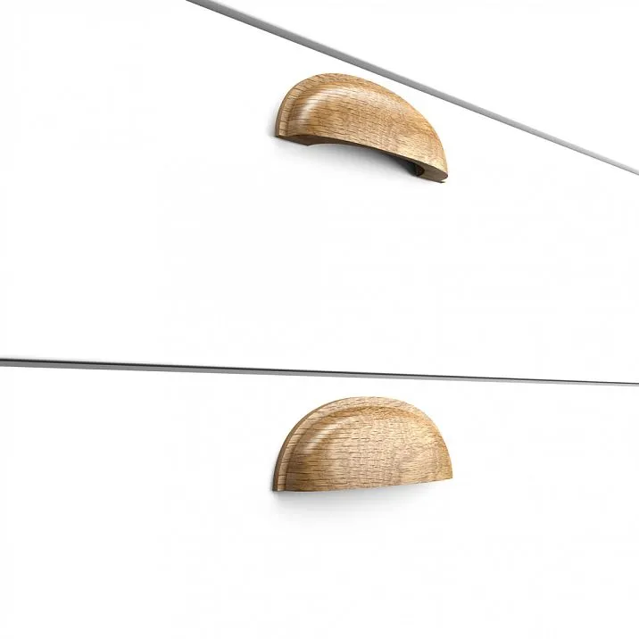 Wooden shell-shaped handles view on the front