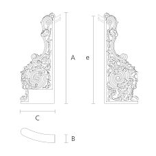 Vector drawing of return post for staircase made of solid wood
