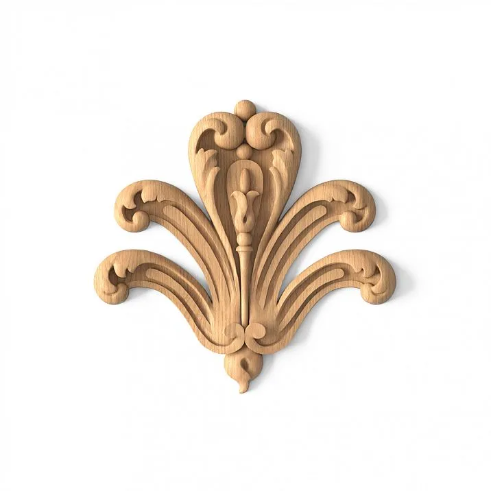 Wooden inlay N-229 with carved flower on background