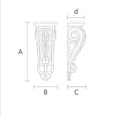 Carved bracket for interior, combining beauty and strength according to the drawing