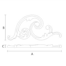 Schematic illustration of the dimensions of the NPU-298L appliqu&eacute;, indicating width, height, and depth
