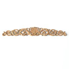 Elegant decorative wooden carved N-359 applique with a symmetrical pattern of leaves and petals