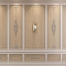 Carved decoration from beech and oak for walls in interior, wooden applique N-422