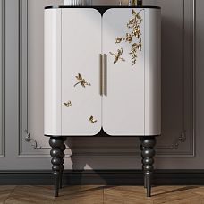 Carved Overlay N-480 dragonfly made of solid beech and oak for furniture fronts