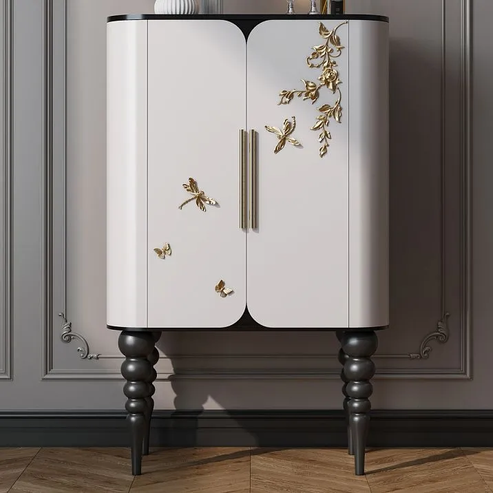 Carved Overlay N-480 dragonfly made of solid beech and oak for furniture fronts