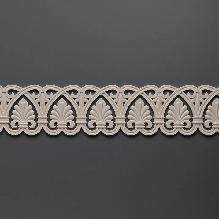 Relief cornice made of polyurethane with plant ornament. Moisture-resistant molding for bathroom and kitchen decoration