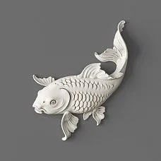 Stucco decor NPU-483R "Fish" &ndash; decorative white polyurethane applique.