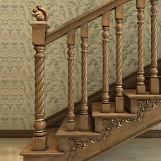 Wooden post L-051 for stairs in interior