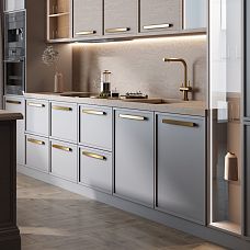 Surface-mounted furniture handle, shown in bedroom interior