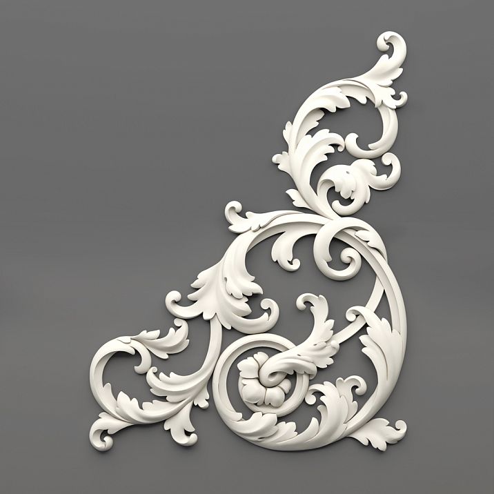 Molded decoration NPU-440R with rich swirls. Buy decoration online
