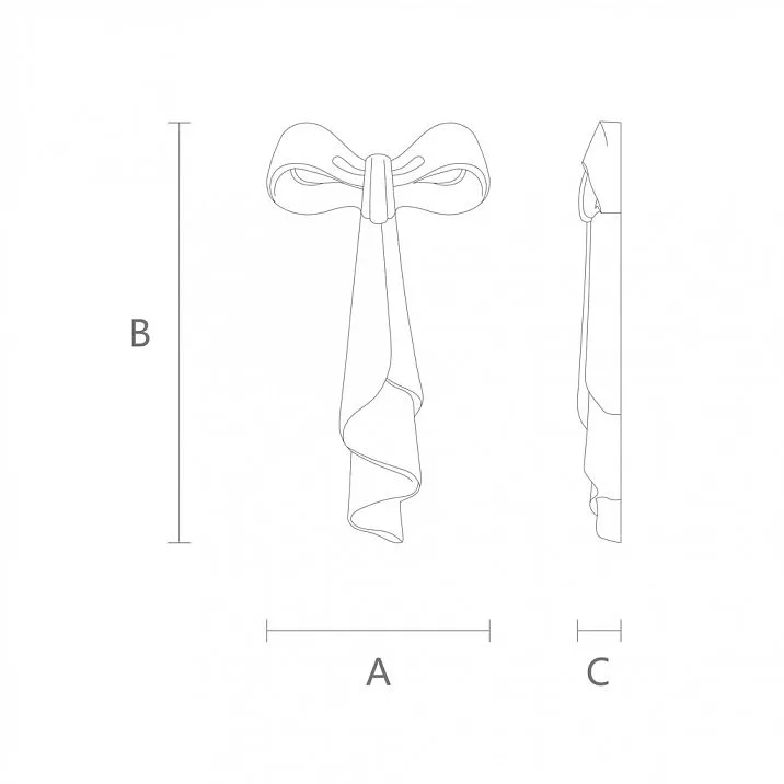 Wooden applique with bow for drawing decoration