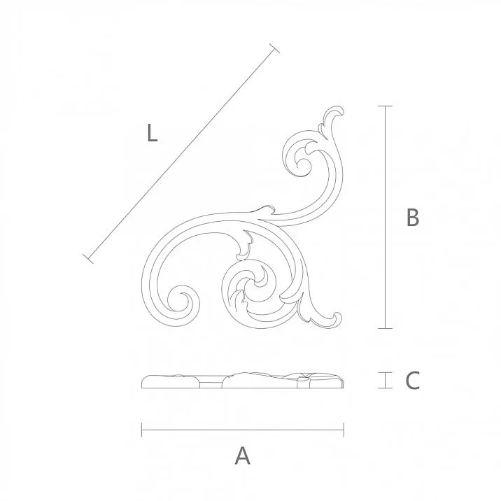 Carved wooden insert N-285R &mdash; drawing schematic