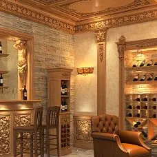 Carved Capital KL-035 for wine cellar decoration, wooden interior decor