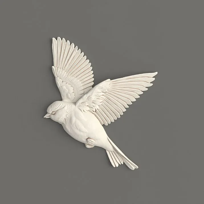NPU-493R relief decoration &mdash; decorative polyurethane applique 'Bird with Spread Wings'