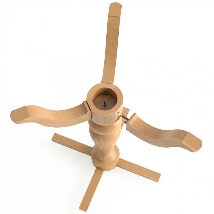 STL-023 base made of solid wood on three legs, top view