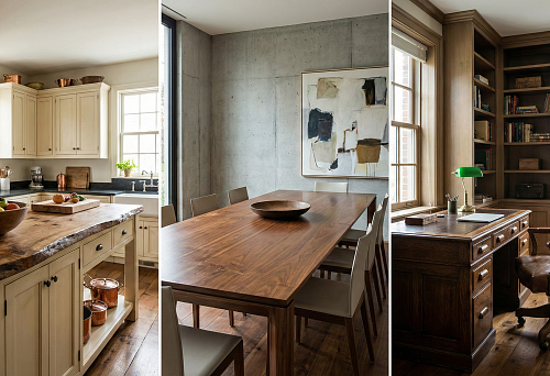 Столешницы деревянные: кухонный остров с массивной столешницей и классическими фасадами