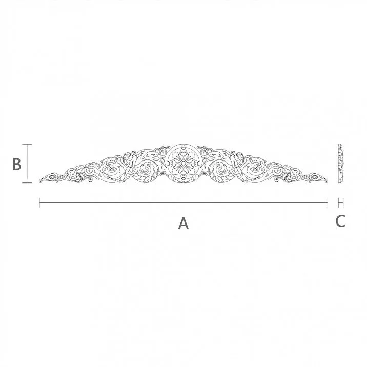 Carved wooden inlay N-328 &mdash; decorative wooden element with beautiful carving drawing