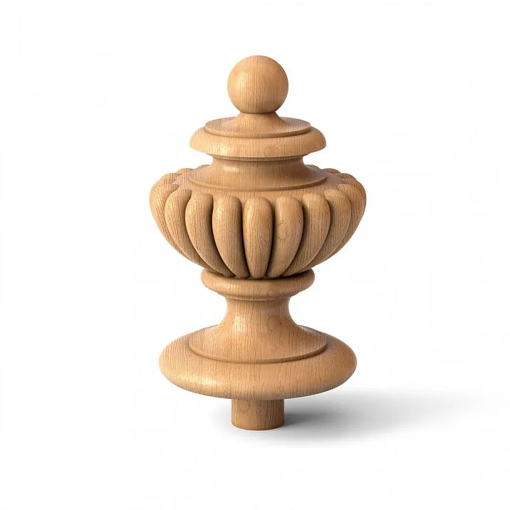 Finial on post L-081 made of solid wood with carving