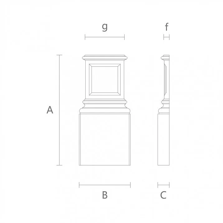 BS-007 Pilaster Base &mdash; Wood Drawing