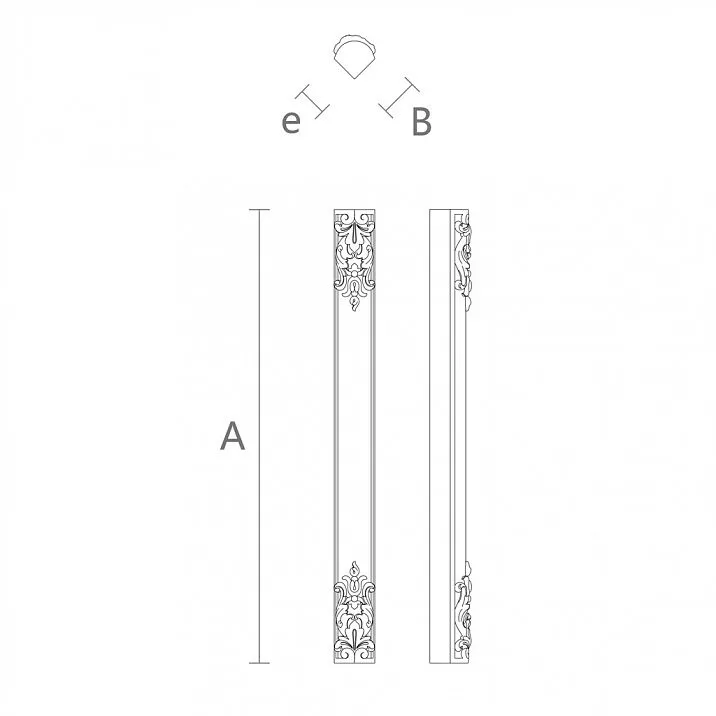 Ash Carved Pilaster DD-008 Drawing