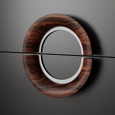 Orion HL-068M furniture handle made of precious wood with Stavros metal. Double semicircular Art Deco shape for hinged fronts, ergonomic