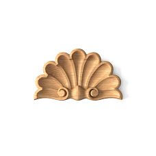 Decorative element made of natural wood N-203 in the shape of a shell with carving