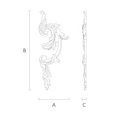Wooden Floral Decoration on Wall Plaque N-022L Drawing