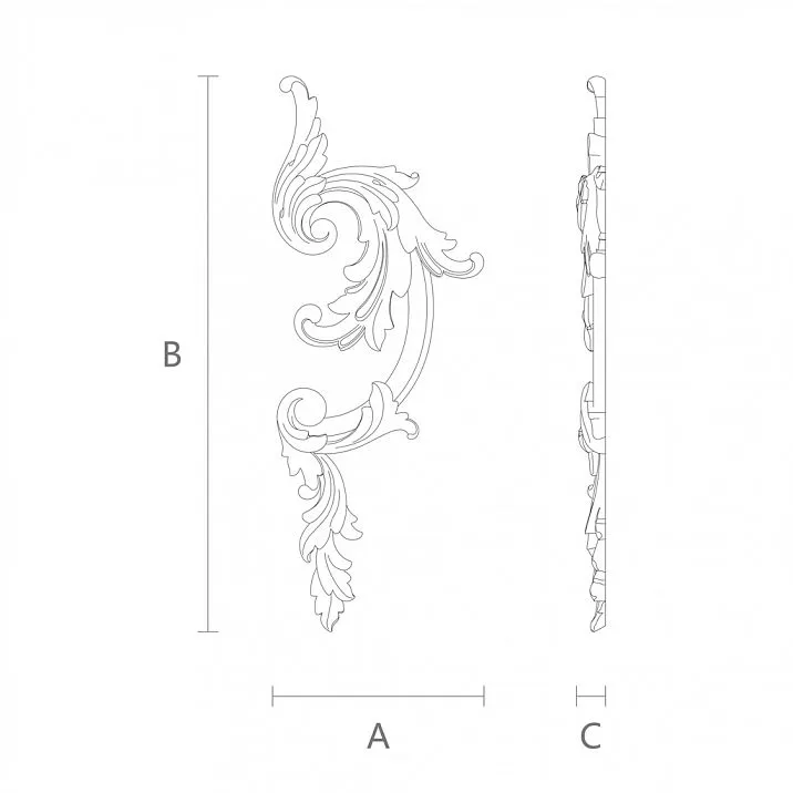 Wooden Floral Decoration on Wall Plaque N-022L Drawing