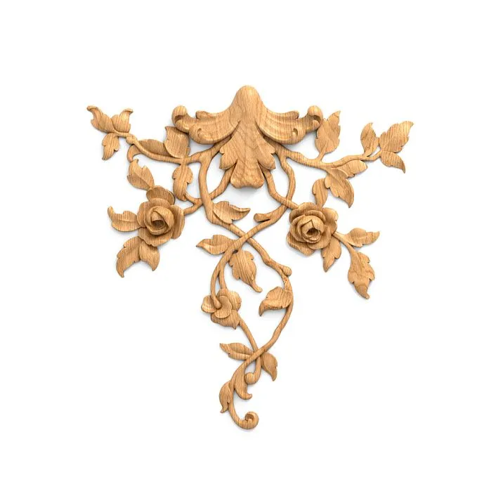 Carved inlay N.VRS-002-3 from natural wood with floral pattern.