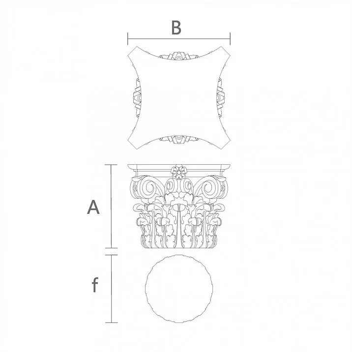 Capital KL-038 as a Central Decorative Element - Drawing