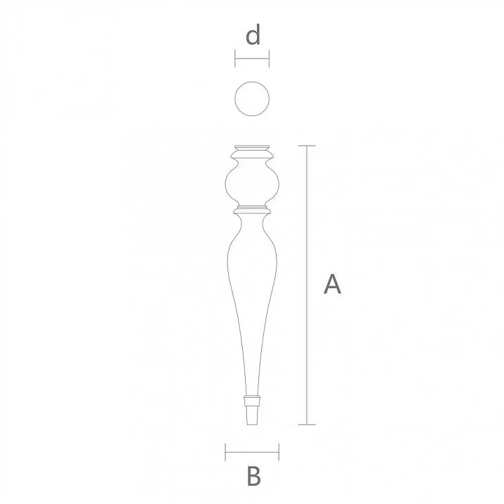 Wooden table leg MN-106, drawing for legs