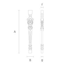 Wooden baluster for stairs L-010 with luxurious carved decoration, drawing