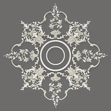 Потолочная розетка CPU-071 диаметром 1365 мм из полиуретана в классическом стиле с восьмилучевой композицией