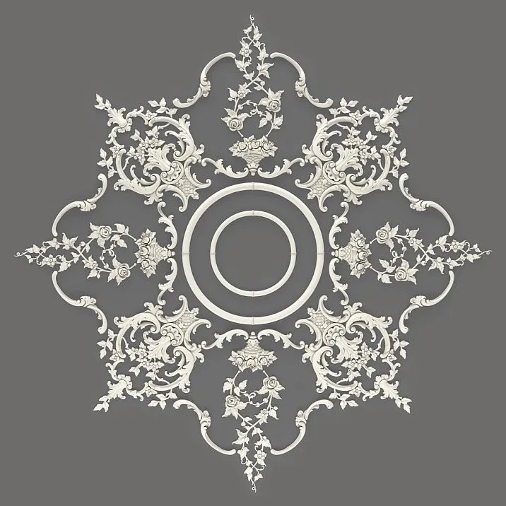 Ceiling rosette CPU-071 with a diameter of 1365 mm made of polyurethane in a classic style with an eight-ray composition