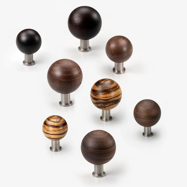 Jupiter HL-064M furniture handle made of solid wood with metal base