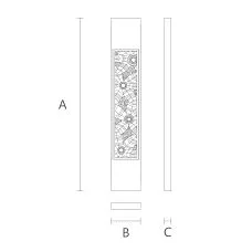 Flat wooden newel post L-096.1 for staircase in classic interior, drawing