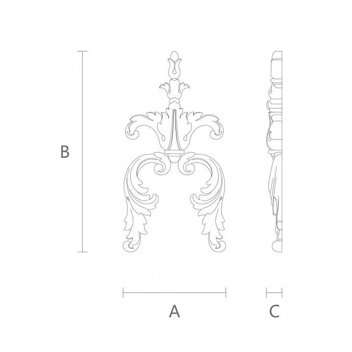 Central decorative element made of oak or beech N-219 for decoration drawing