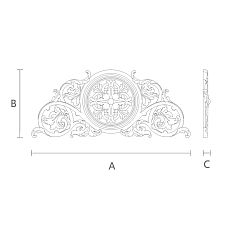 Exquisite carved inlay N-335 from oak or beech wood drawing