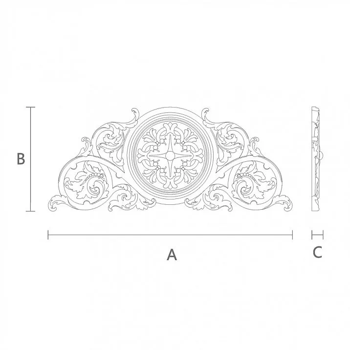 Exquisite carved inlay N-335 from oak or beech wood drawing