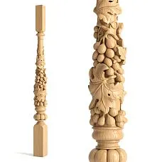L-059 carved staircase baluster made of wood with grapevine motif