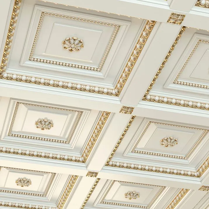 Carved polyurethane molding for walls and ceilings in classic style interior RPU-005 photo with application for ceiling