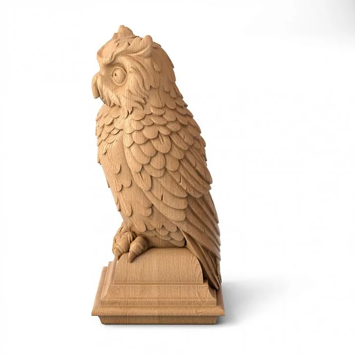 Wooden stair post finial L-064-2 &mdash; owl, a wonderful gift with the symbol of wisdom
