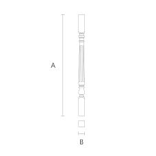 Wooden baluster L-058-1 with milling, drawing