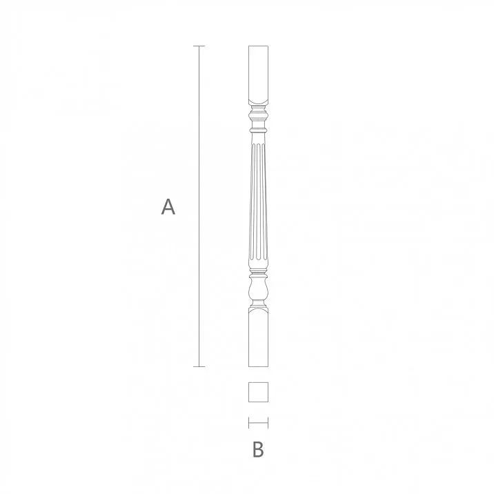 Wooden baluster L-058-1 with milling, drawing