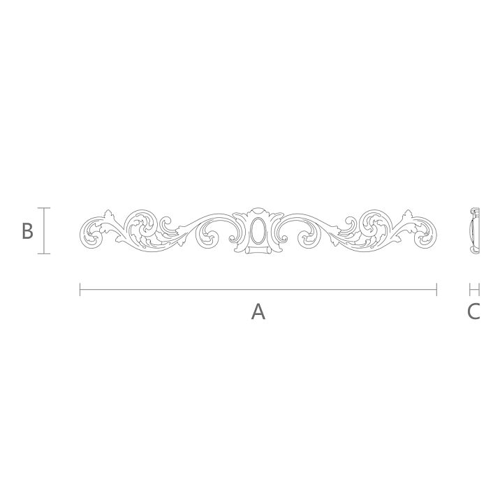 Polyurethane relief, carved applique NPU-170, drawing