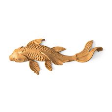 Carved applique N-484 in the shape of a fish