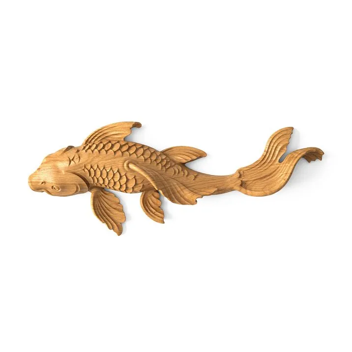 Carved applique N-484 in the shape of a fish