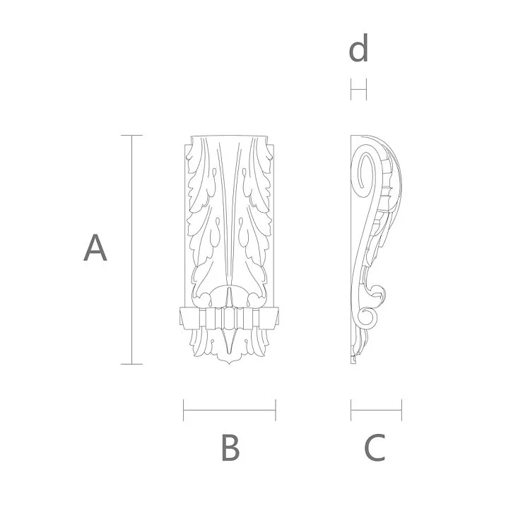 Buy decorative shelf brackets in Moscow, polyurethane overlay drawing