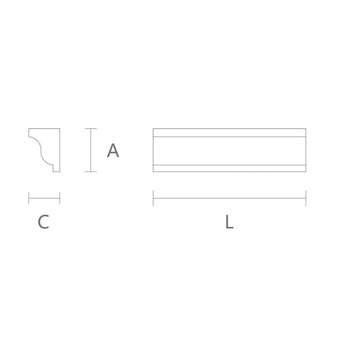 Drawing of molding from solid wood with carved pattern MLD-009