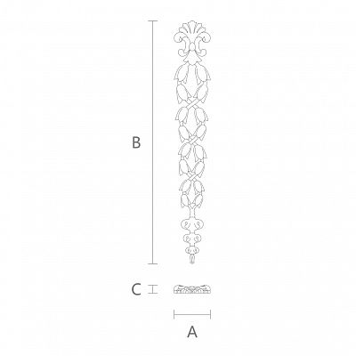 Накладной элемент N-116 из дуба или бука с роскошным резным декором чертеж